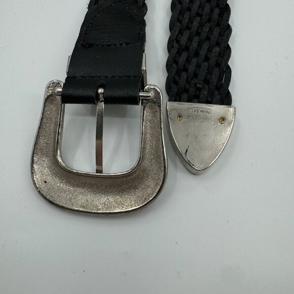 Omega Woven Leather Belt With Ornate Silver Buckle Size Large - Picture 4 of 11